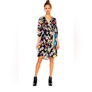 Desigual Odin Wrap Style Kimono Floral Fruit Dress 44/L